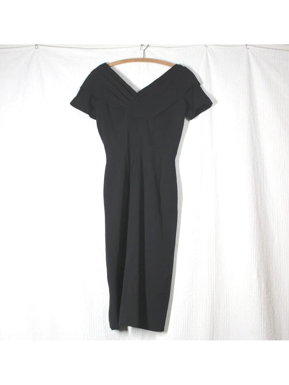 Vintage 1950s SUZY PERETTE Black Dress Cocktail Evening Xs S w25 Pinup Rare Ooak